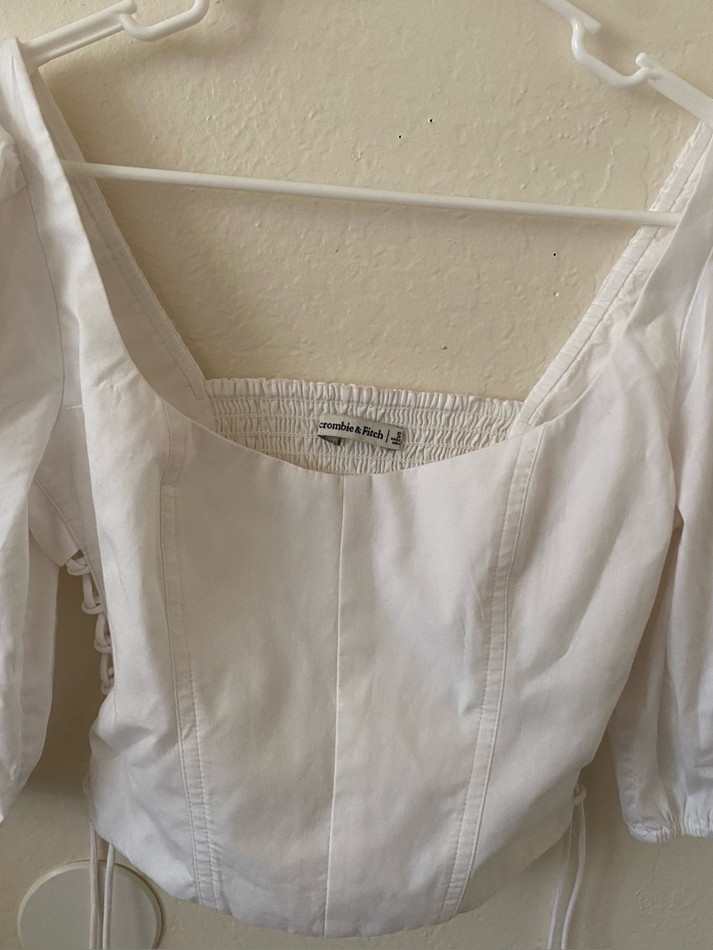 Abercrombie Lace up Corset top with puff sleeves